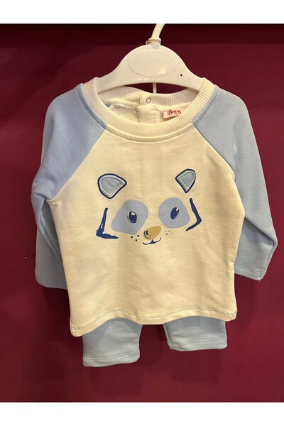 BABY PJS طقم بدلة رياضية مطرزة بوجه كلب