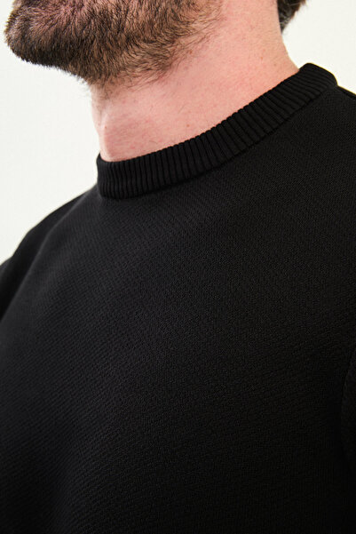 Mcr Patterned Slim Fit Crew Neck Men's Sweater Black - 11574.25K