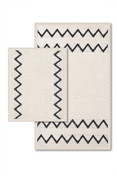 Bluenity Paris Natural Cotton 2-Piece Bath Mat 60X100+50X60 cm - Ecru