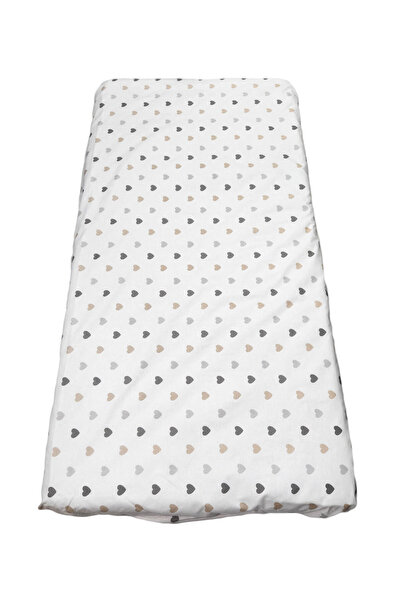 fantasialand Fitted sheet with elastic for mattress in cotton, cream hearts