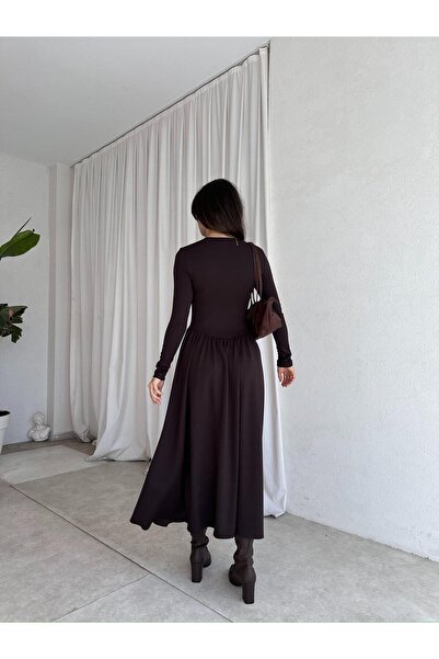 Mooi Butik MONA Elbise 8377 - Acı Kahve