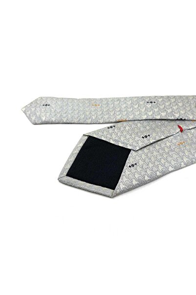 Kravatkolik Ιταλική μεταξωτή γραβάτα με μοτίβο γκρι στυλ Broughton İK1976