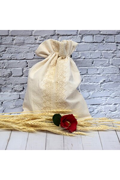 VeraGreen Padded bag for bread 2 kg, linen, with drawstring and stopper, roustique, size M