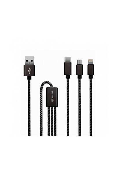 TELLUR 3-in-1 Data Cable, MicroUSB / Lightning / USB Type-C, 1m, Black