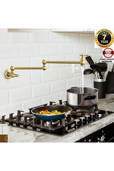 OEM Mutfak Ocak Üstü Musluk Pot Fırçalanmış Mat Gold Antik Yeni Ithal 7 Yıl G...