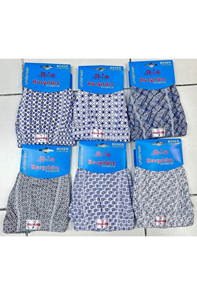 Kuryıldız Men's Patterned Embroidered 6-Piece Boxer Set