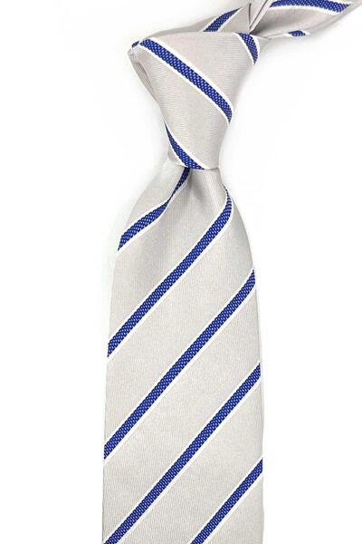 Kravatkolik Cravată din mătase italiană cu model în dungi alb strălucitor în stil Elbrook İK1979