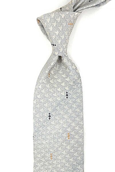 Kravatkolik Ιταλική μεταξωτή γραβάτα με μοτίβο γκρι στυλ Broughton İK1976