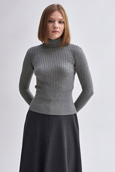 ZÜLAYS Boğazlı Triko Body Gri