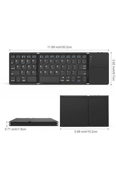 OEM Folding Bluetooth Keyboard with Touchpad, Black-White, Ultra-Thin Design, iOS/Windows/Android Compat