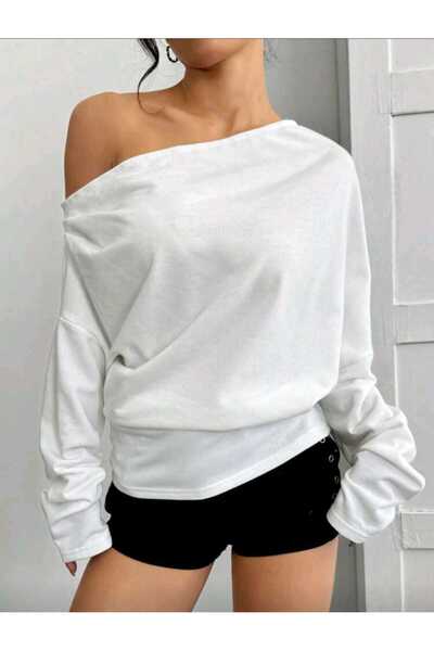 charango Γυναικείο φούτερ με λαιμόκοψη καγιάκ, ασύμμετρο, χαλαρό κόψιμο, με δ...