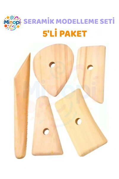 Minopi Yassı Ebeşuar 5 li Paket Seramik Çömlek Kil Heykel Kazıyıcı Şekillendi...