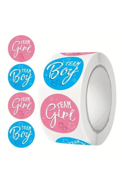 OEM Set 100 Etichete Autocolante Reveal Gender – 25mm – Team Boy & Team Girl
