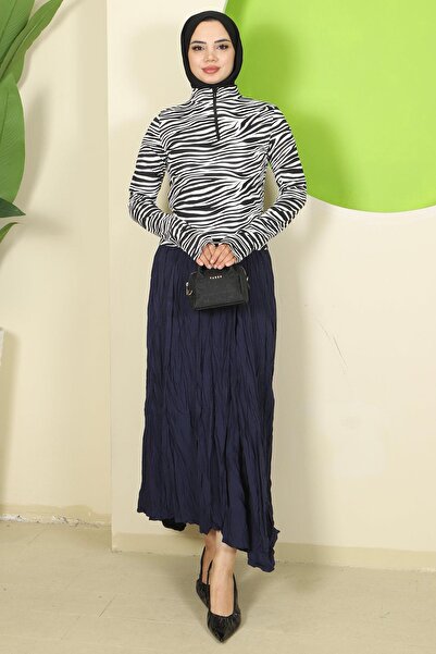 hafsamina Φορμάκι με φερμουάρ με σχέδιο ζέβρας λευκό HM2832