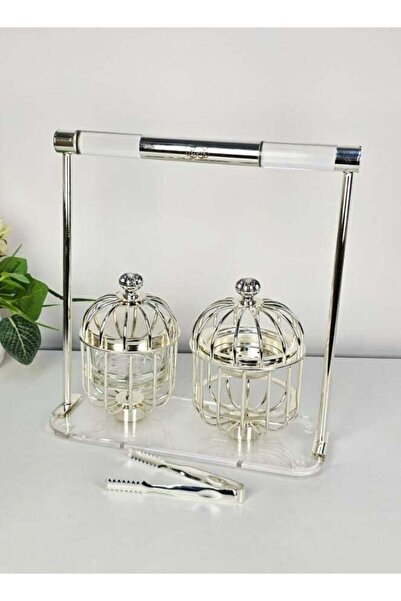 Radin طقم مبخرة فاخرة مع وعاء زجاجي، تصميم قفص فضي، حامل أكريليك وملقط