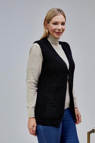 Jinx Wear Fashion Γυναικείο πλεκτό μάλλινο γιλέκο με λάμψη με λαιμόκοψη σε σχήμα V και τσέπες, για γυναίκες μέσης και μεγαλύτερης ηλικίας