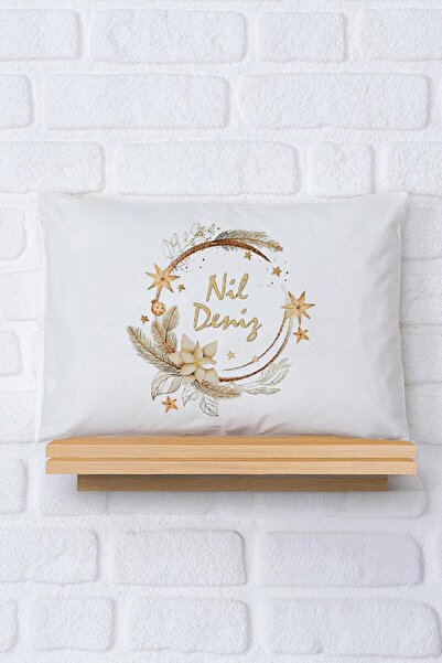 Pia Baby İsme Özel %100 Pamuk Bebek Yastık Kılıfı Organik Baskılı 35x45 cm