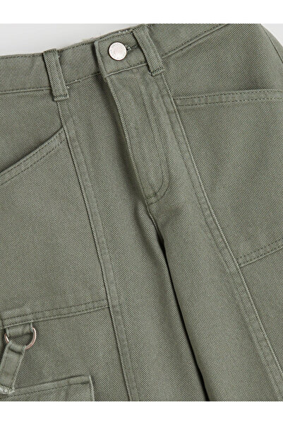 LC Waikiki Haki Basic Gabardin Kız Çocuk Kargo Pantolon