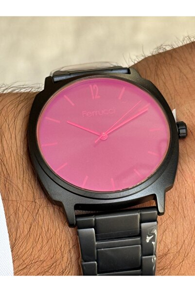 Ferrucci SİYAH RENK SİYAH KADRANLI RENKLİ CAMLI TARİHLİ ERKEK SAATİ