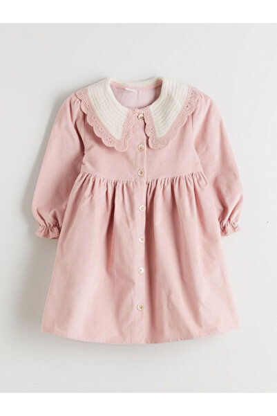 LC Waikiki Peak Yeni Sezon Bebe Yaka Kız Çocuk Kadife Elbise