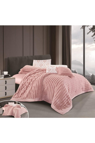 SNOOZYL مفرش سرير نفرين فندقي فخم ملكي من المخمل الناعم والفرو ليمنحكالدفئ والراحة