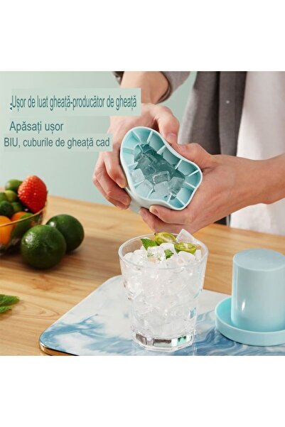 Flippy Δίσκος πάγου με καπάκι, Flippy, σιλικόνη χωρίς BPA, 9x8,5x8 cm, μπλε