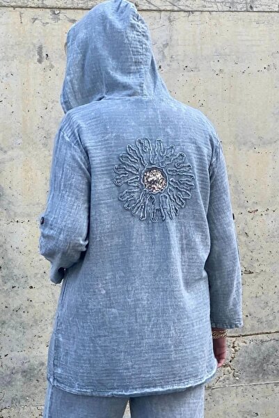 Mia Butik Women's Gray Sun Linen Jacket