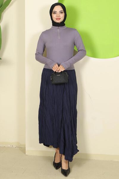 hafsamina بدلة رياضية رمادية بسحاب نصفي HM2830