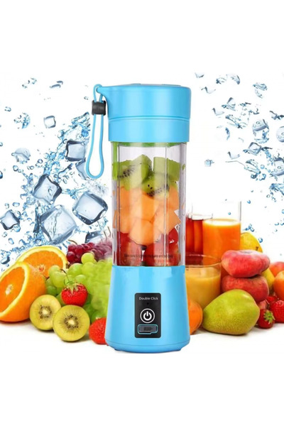 SyaMAG Mini blender portabil, reîncărcabil prin USB, albastru, cu mâner din silicon, 380 ml