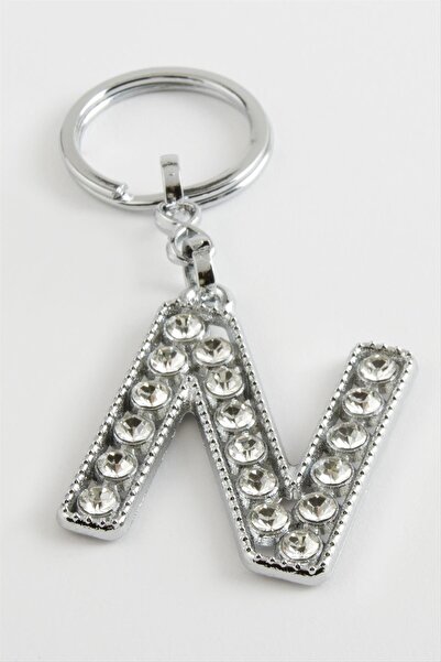 TakÇalıştır Silver Colored Stone Letter Keychain