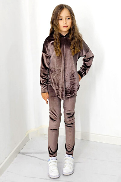 FashionForYou Compleu casual, Zoya Kids, din catifea, cu pantaloni slim si bl...