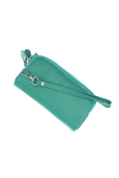 ButicCochet Hand purse wallet, made of genuine leather, ButicCochet, 17x9x5 cm, Turquoise - PR885