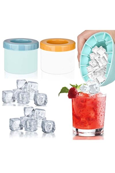 TREXORA Σετ 2 φόρμες για παγάκια TREXORA, κυλινδρικού σχήματος, 60 μίνι φόρμες, σιλικόνης, 8,5x9x8cm, μπλε και κίτρινο