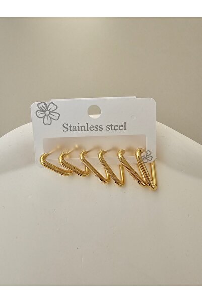 Zivazer Store 6'lı üçgen şelinde çelik halka küpe