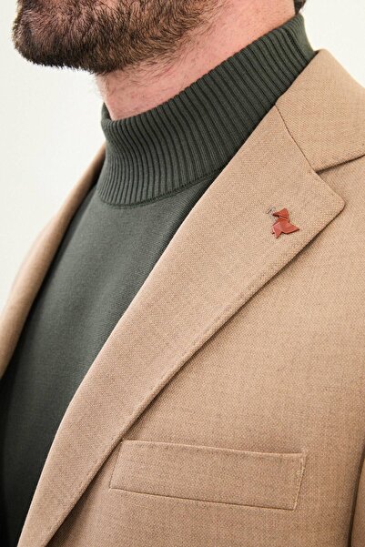 Mcr Plain Slim Fit Mono Collar Pocket Pocket Metal Buttoned Men's Jacket Beige - 41478.25K