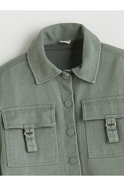 LC Waikiki Khaki Shirt Collar Girls' Jacket