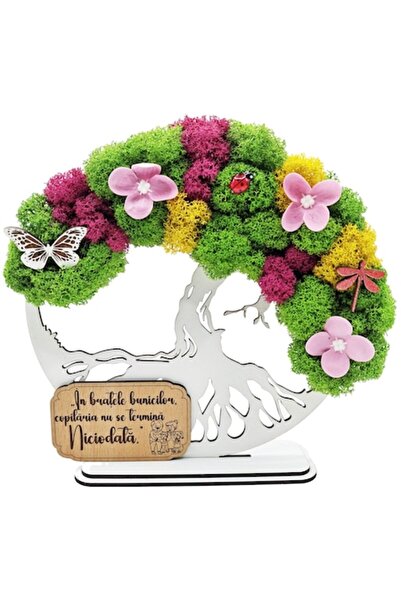 OEM Cadou Copacul Vietii, cu licheni stabilizati, din lemn alb, „Bunicii”, 20...