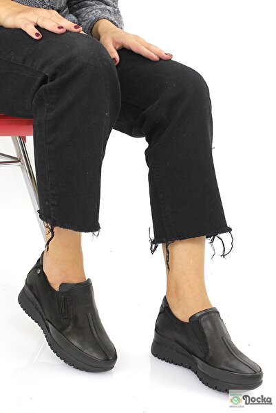 Mammamia Kadın Dolgu Topuk Klasik Hakiki Deri Ortopedik Günlük Ayakkabı M26/K...