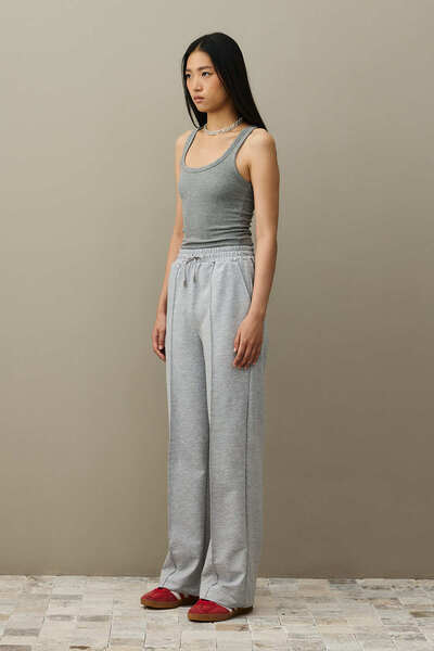 Fahhar Wide Leg Sweatpants Gray Melange