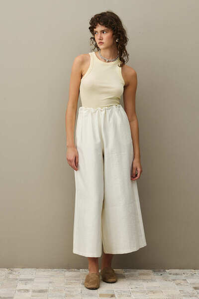 Fahhar Wide Leg Pants Ecru