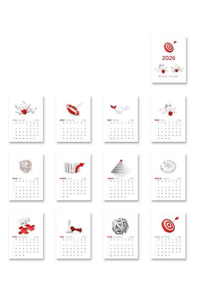 StickerArt 2026 Ofis Piramit Masa Takvimi Dikey Masaüstü Takvim 21x17 cm