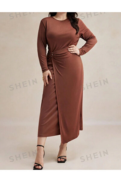 Sheya Curve+ maxi dress, brown