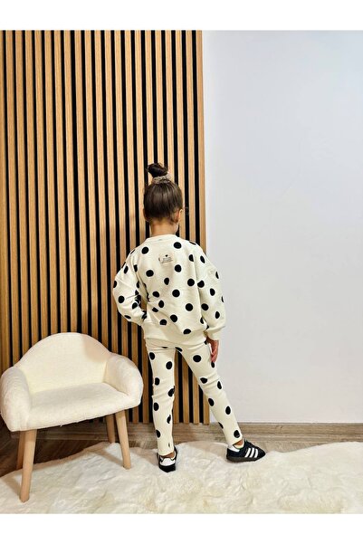 Lolliboomkids Girl's Black and White Polka Dot Sweatshirt Leggings Top and Bottom Set Polkadot