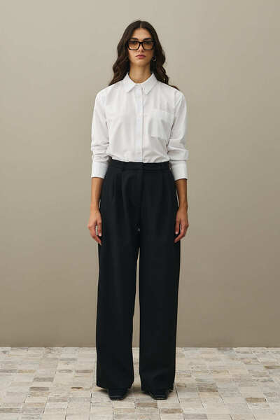 Fahhar Draped Palazzo Trousers Black