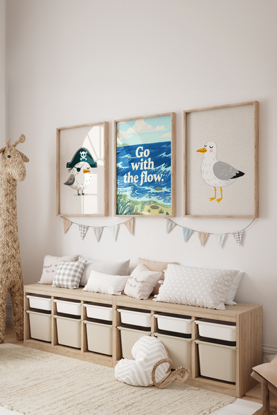 Posteria 3'lü İskandinav Çocuk Odası Dekoru, Okyanus Serisi, Duvar Dekoru, Çe...