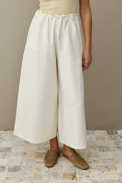Fahhar Wide Leg Pants Ecru