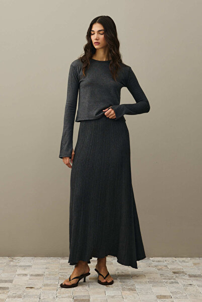 Fahhar Ribbed Basic Cotton Suit Anthracite