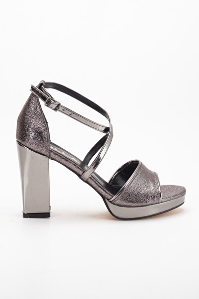 LİLLA Women's Thick Heeled Anthracite Evening Dress Shoes