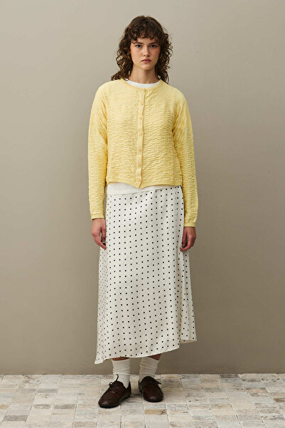 Fahhar Drawstring Viscose Cardigan Yellow
