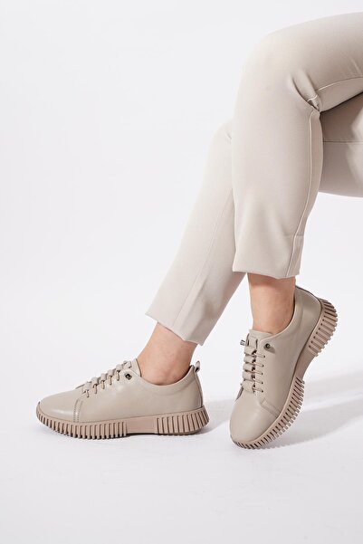 Moda Pie Aria Pileli Bağlı Hakiki Deri Kadın Ayakkabı Silver